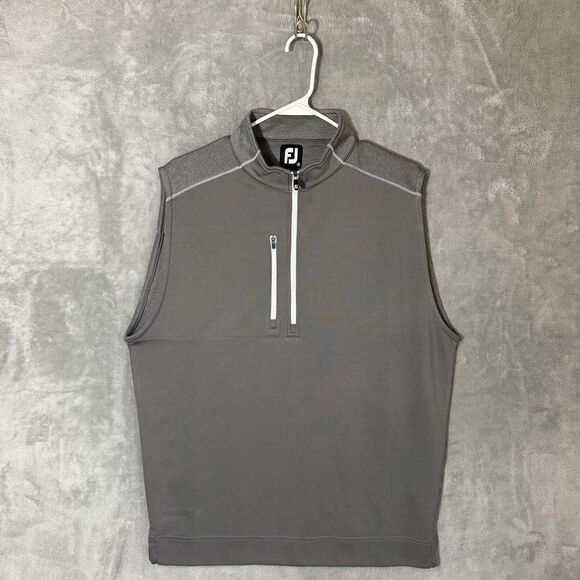 FootJoy Quarter Zip Mens Golf Vest Size M Fleece Sleeveless Gray Performance - Picture 1 of 7
